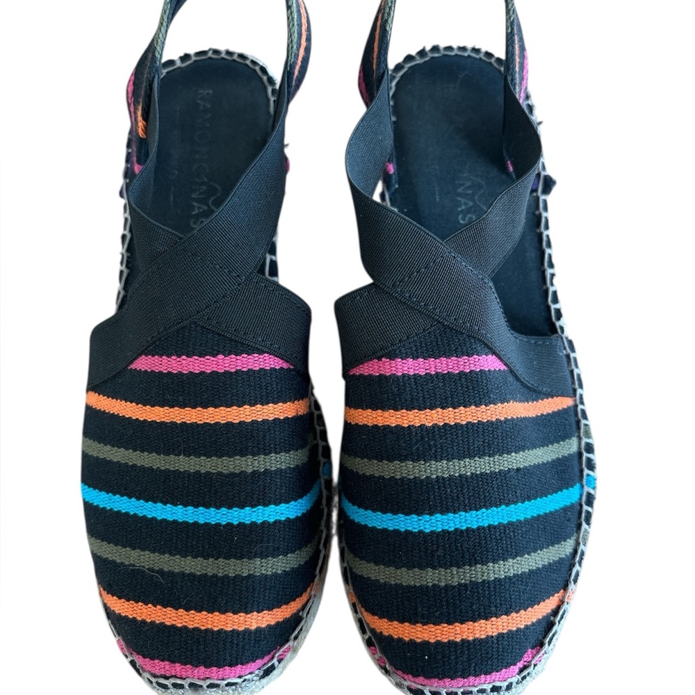 Colorful Striped Espadrille Sandals Handmade in Spain. Size 35